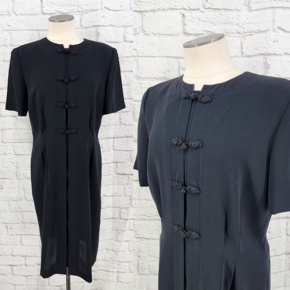 Vintage 90s Whimsigoth Witchy Dress Frog Closure Steampunk Flapper Chic 12 Large